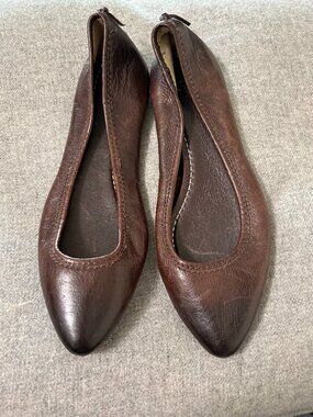 Frye Regina Dark Brown Leather Ballet Flats Size 7.5
